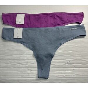 Calvin Klein 2 Pair Women's Cotton Form Thong Panty Underwear Blue Pink Sz XL
